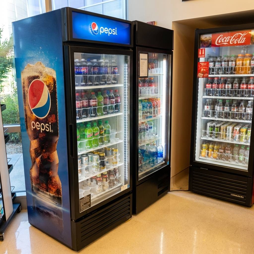 Breakroom beverage coolers and micro market equipment